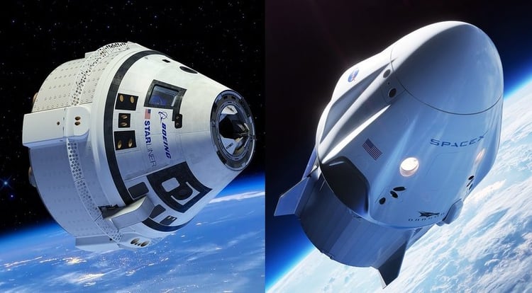 las cápsulas espaciales Starliner, de Boeing y Crew Dragon, de SpaceX,m llevarán a los primeros astronautas estadounidenses de vuelta al espacio desde suelo norteamericano (Boeing y SpaceX)
