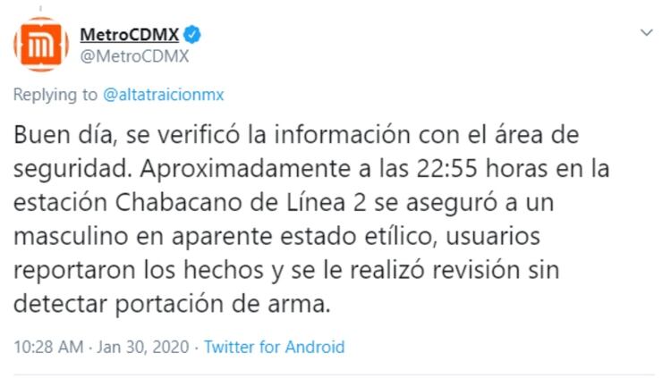 La cuenta oficial de la Ciudad de México explicó lo sucedido (Foto: Twitter)