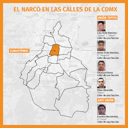 Mapa del narcotráfico en la capital mexicana (Mapa: Giovanni Pérez Silva / Infopa México)