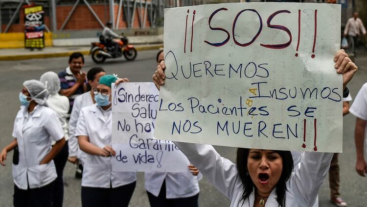 Protestas de los trabajadores de salud la en Venezuela por falta de insumos médicos 