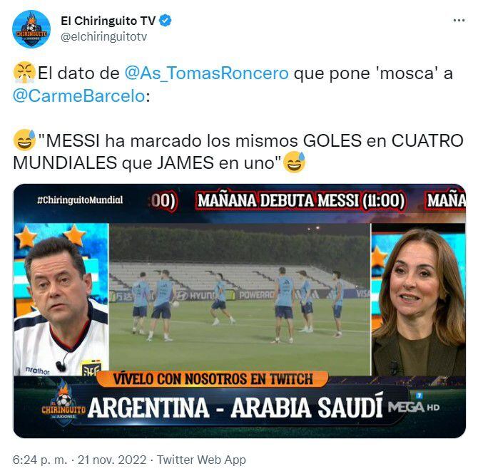 El Chiringuito compara a James Rodríguez con Lionel Messi