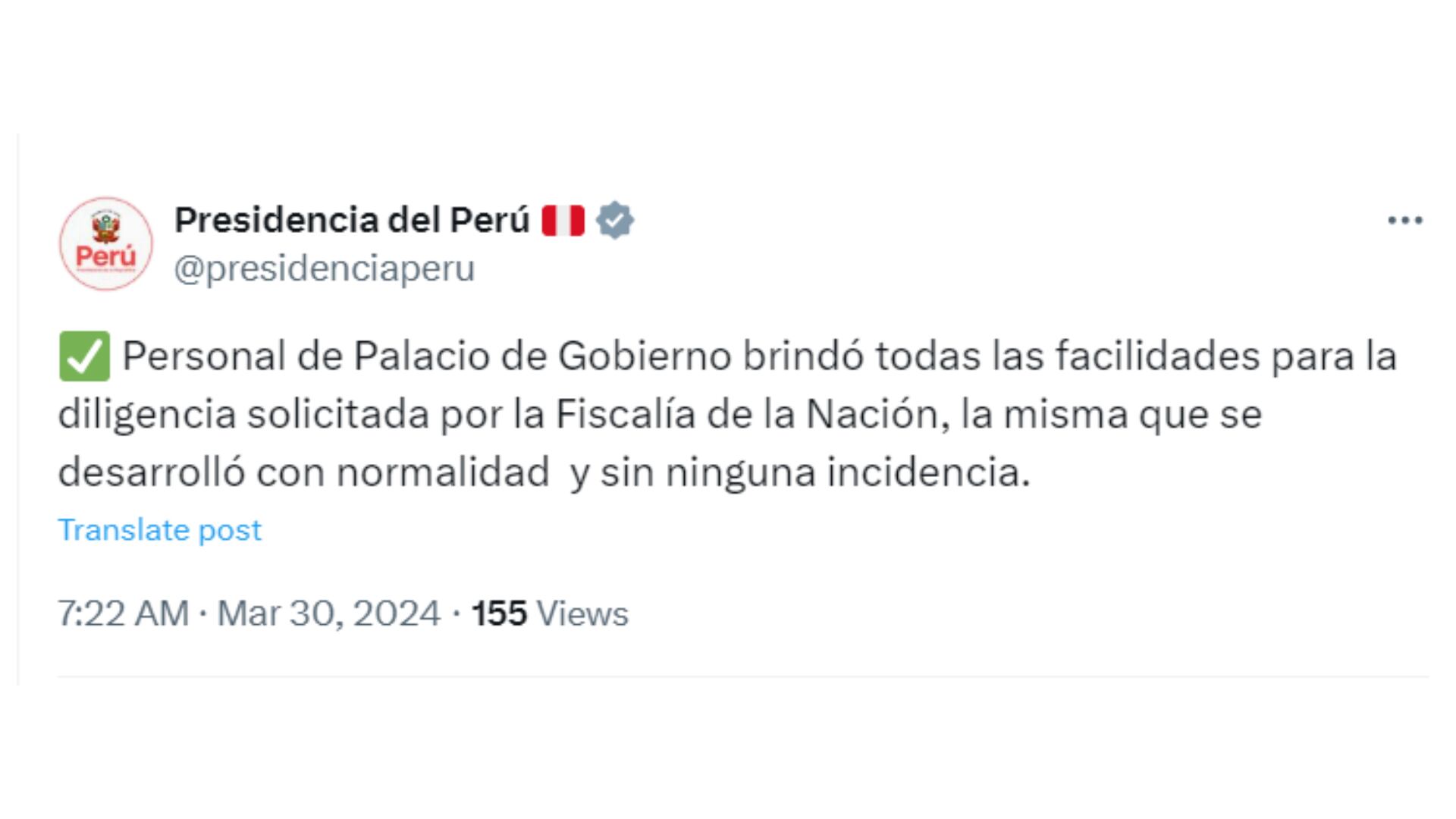 Presidencia de la República señala que personal de Palacio colaboró con la Fiscalía por caso Rolex| X