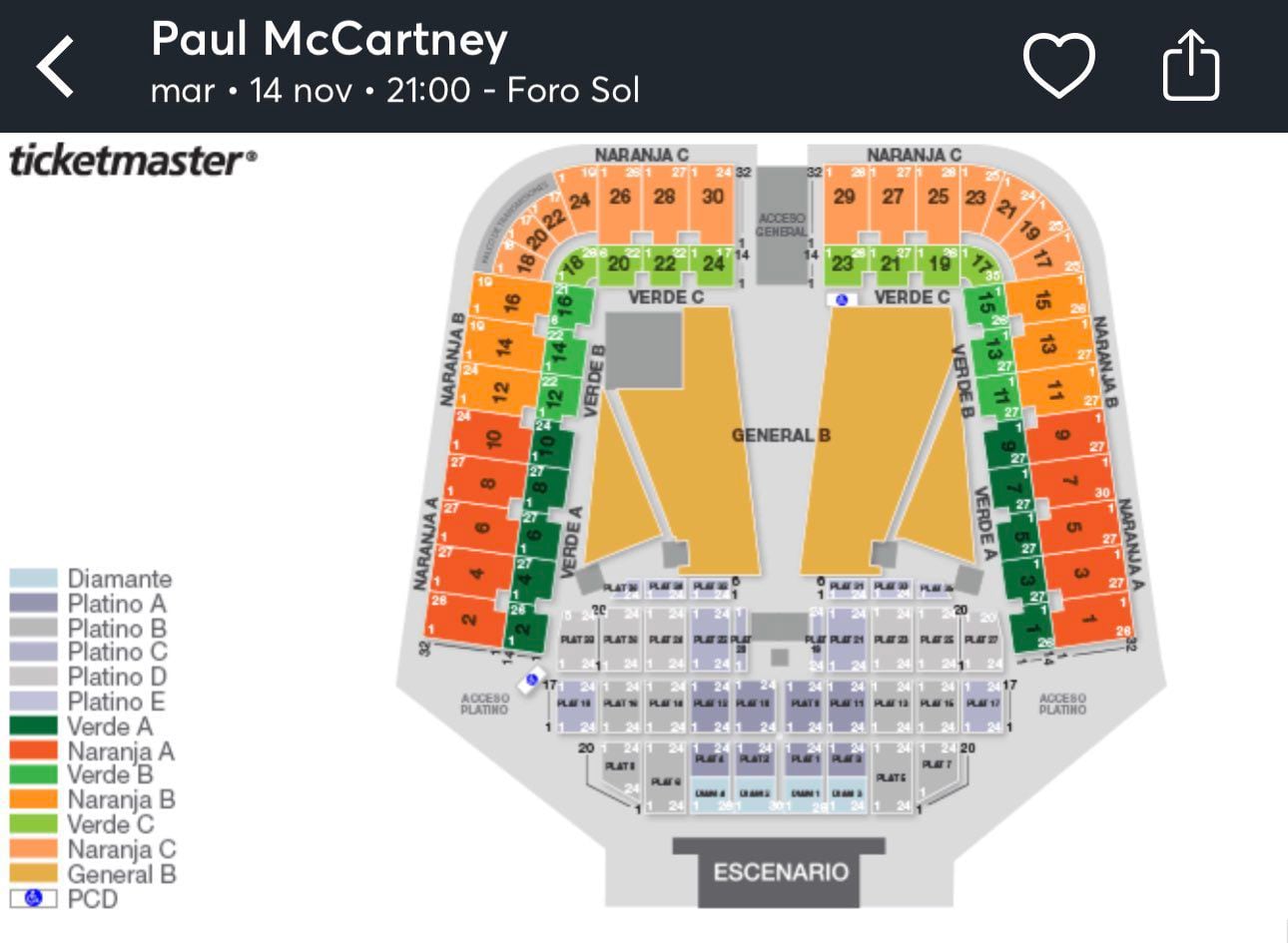 Los boletos oscilan entre los 816 y los 13 mil 680 pesos mexicanos Captura: Ticketmaster.