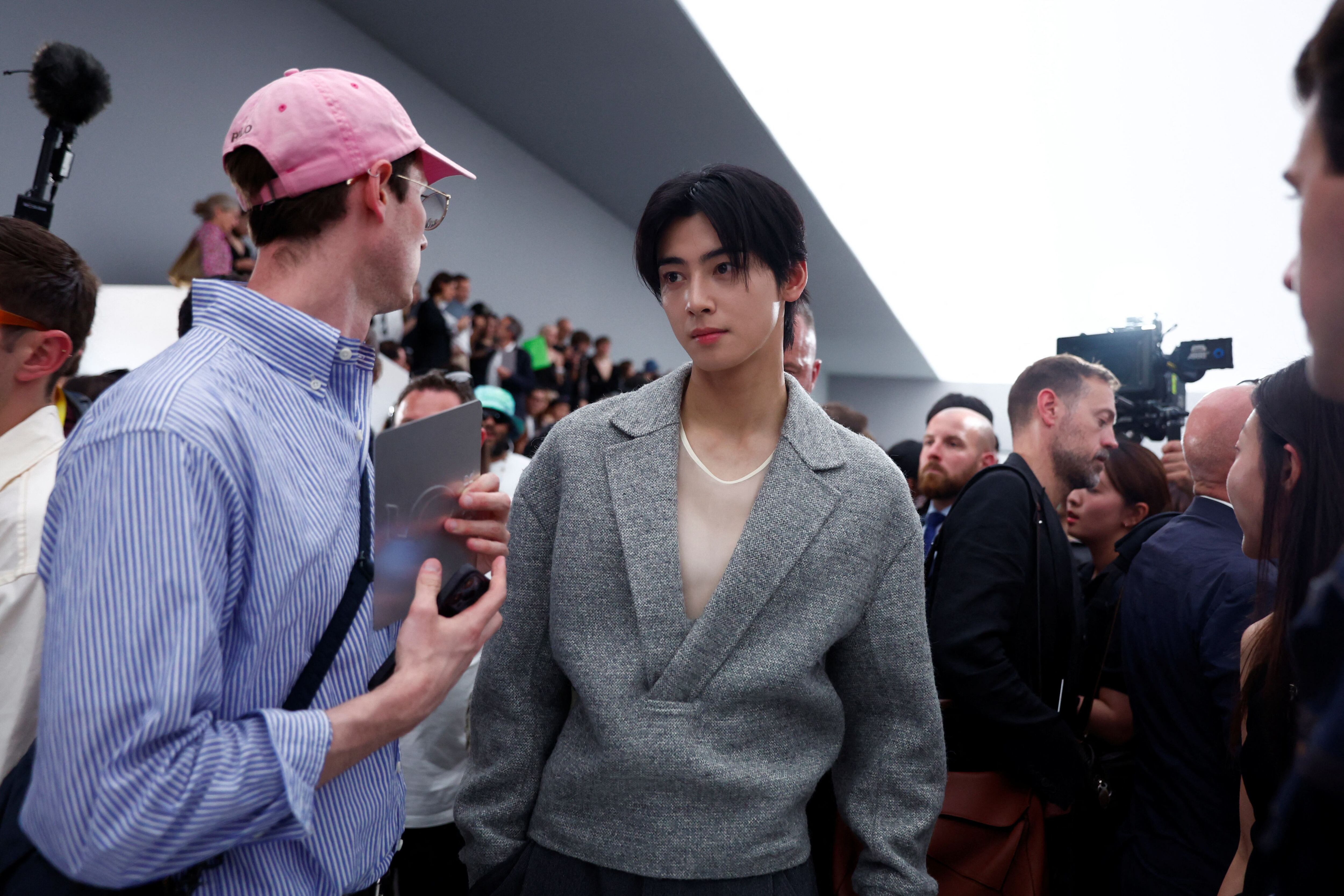 Cha Eun-woo poses before Kim Jones Menswear ready-to-wear Spring/Summer 2024 collection show for fashion house Dior Homme during Men's Fashion Week in Paris, France, June 23, 2023. REUTERS/Gonzalo Fuentes