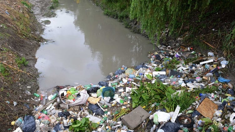 La contaminación en la cuenca media y baja del arroyo Las Conchitas es muy marcada. Foto: Fernando Calzada.
