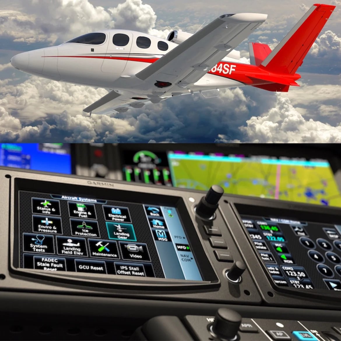Diseñado para ser volado por su dueño y no por un piloto profesional, el Cirrus Vision SF50 ofrece la asistencia de un avanzado sistema inteligente denominado “Cirrus Perspective Touch” apalancado en una plataforma Garmin G3000