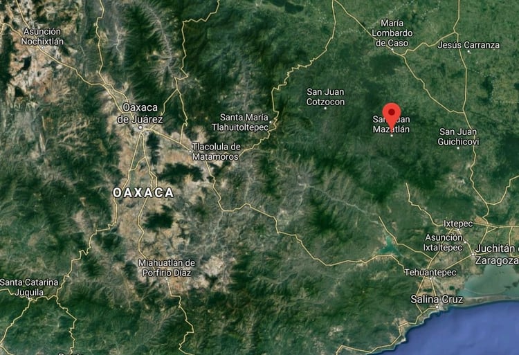 En San Juan Mazatlán, región indígena Mixe, la familia denunció la privación de la mujer y sus pequeños Foto: Maps 
