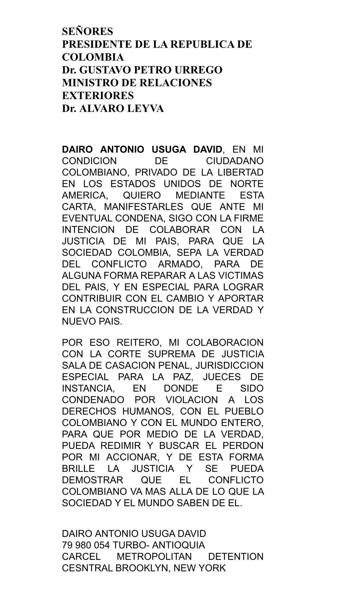 Alias otoniel estaría dispuesto a colaborar con la justicia colombiana, según Daniel Coronell. Foto: Twitter @DCoronell.