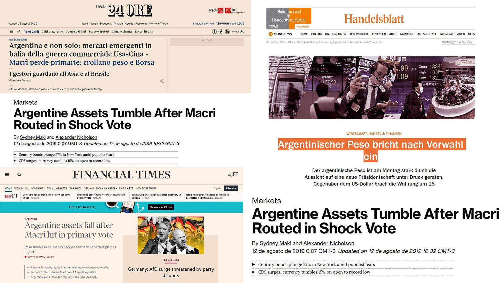 El "lunes negro" de la Argentina llegó a los medios de todo el mundo
