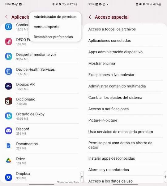 Buscar aplicaciones ocultas en celulares Android usando el filtro de accesos especiales. (Xataka)