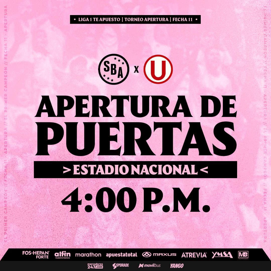 Apertura de puertas para el Sport Boys vs Universitario será desde las 16:00 horas de Perú.