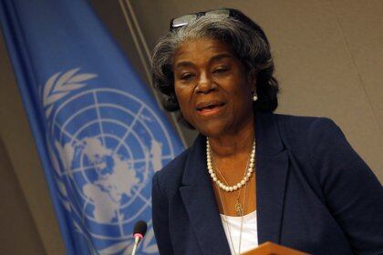 La embajadora estadounidense ante Naciones Unidas, Linda Thomas-Greenfield, ante el Consejo de Seguridad.