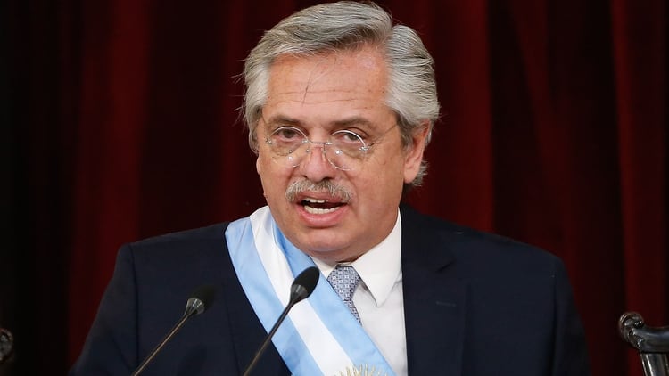 Alberto Fernández durante su asunción como presidente (EFE)