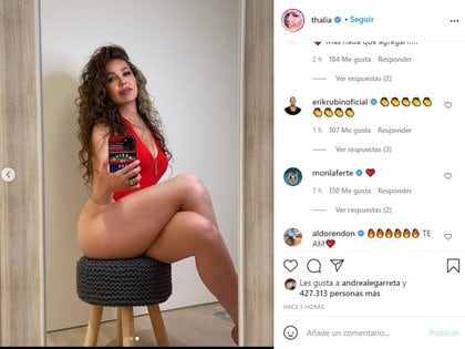 La segunda fotografía de Thalia en su mensaje de Instagram, diversos artistas demostraron su apoyo en comentarios (Foto: captura de pantalla de Twitter @thalia)