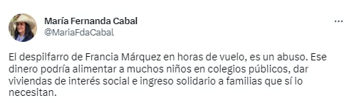 María Fernanda Cabal criticando a Francia Márquez