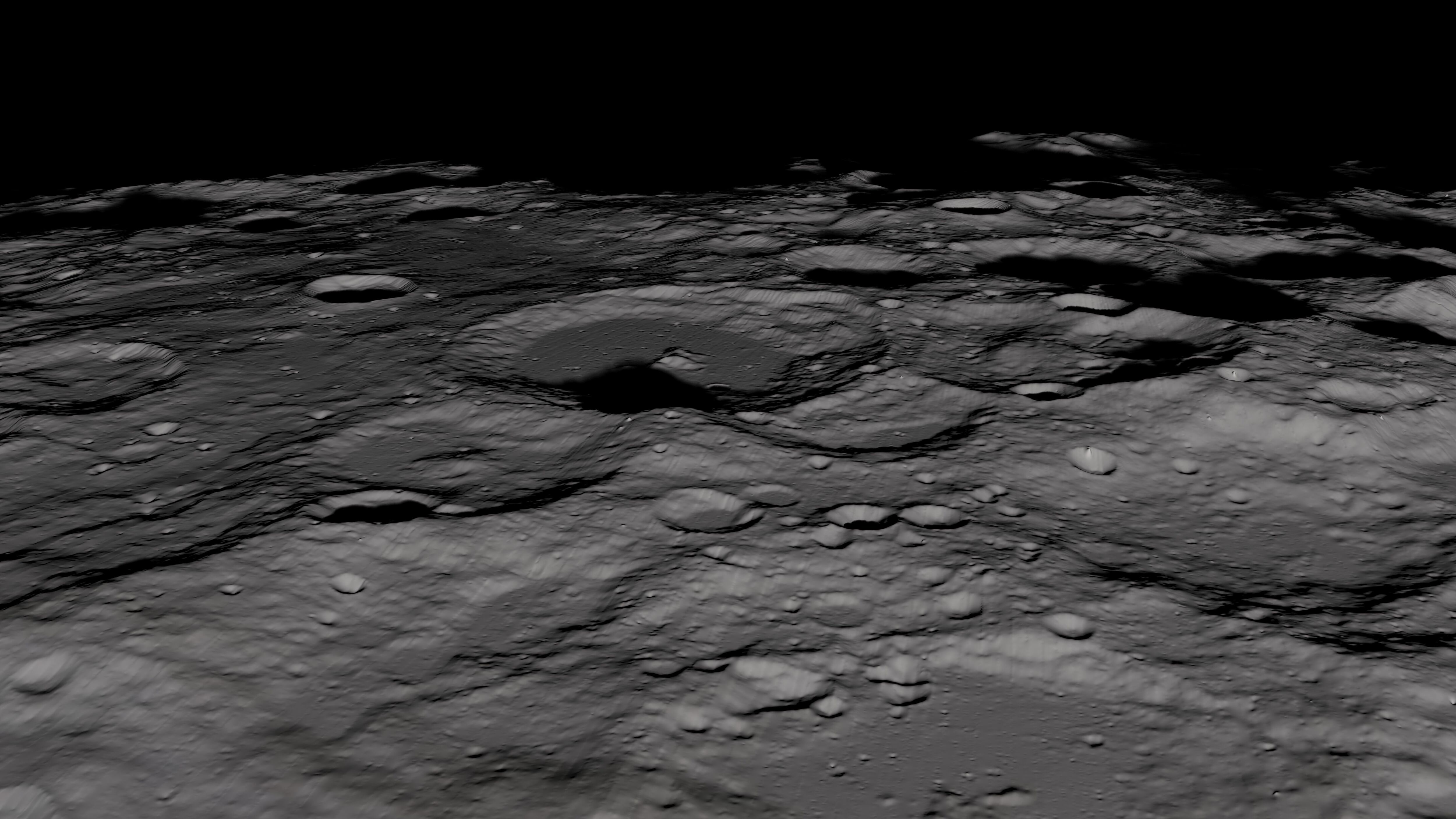 NASA's Lunar Reconnaissance Orbiter captures views of the Moon's south pole.  Temperature recorded below -246°C/ NASA/Scientific Visualization Studio