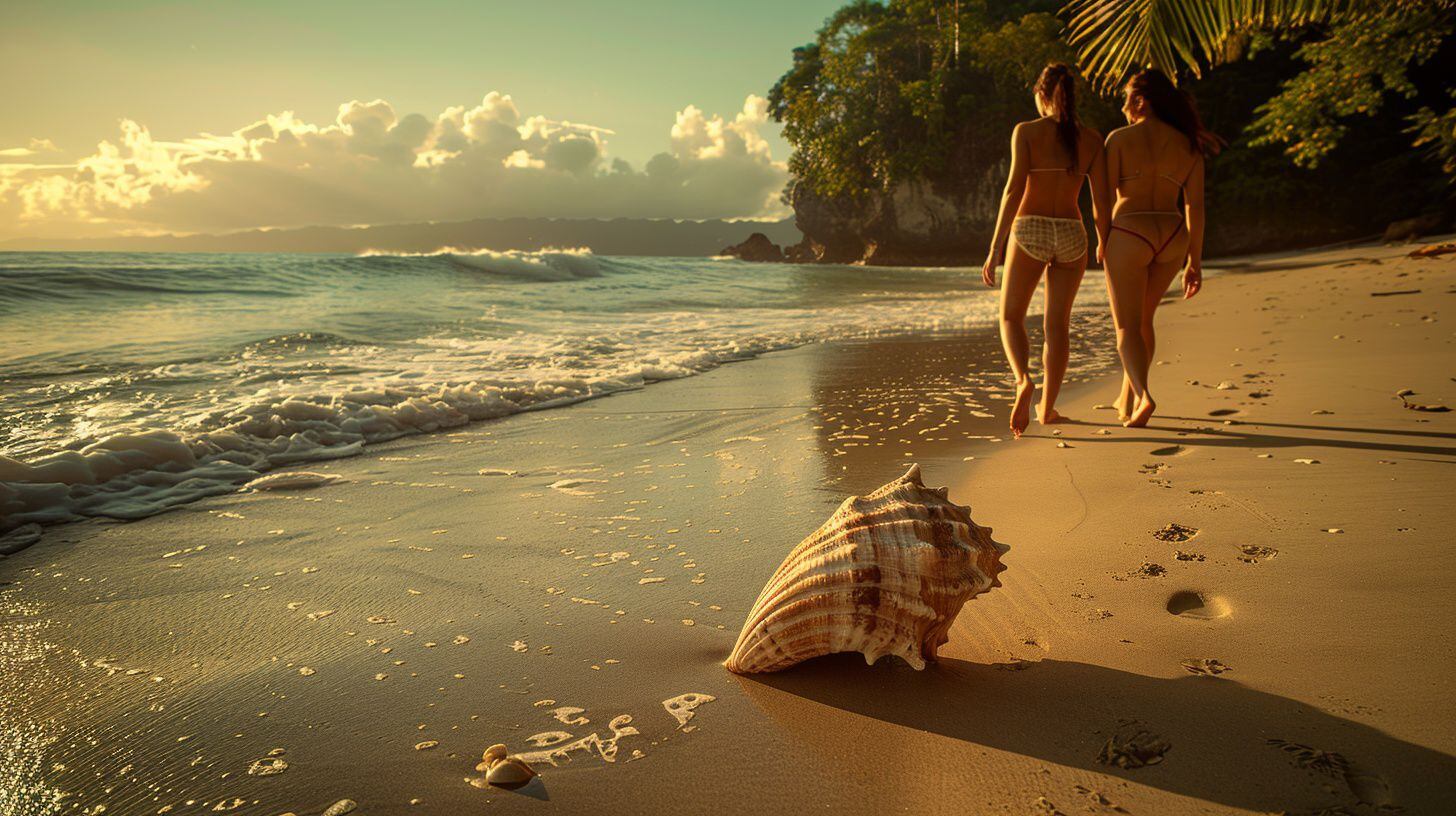 Personas paseando sin zapatos sobre la arena húmeda junto al océano al caer la tarde - (Imagen Ilustrativa Infobae)