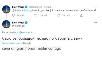 El mensaje de Musk, en ruso