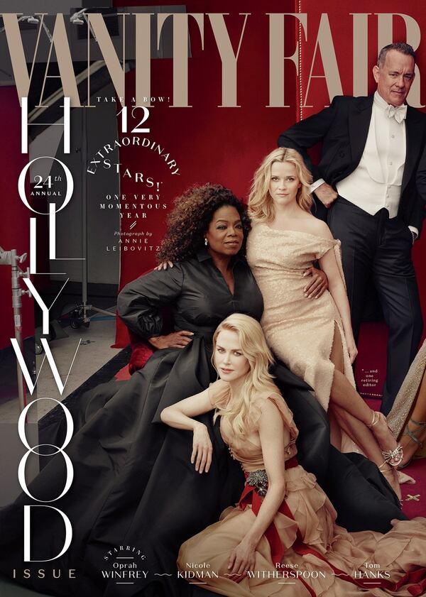 Reese Witherspoon en Vanity Fair, entre Tom Hanks y Oprah Winfrey, … y sus tres piernas