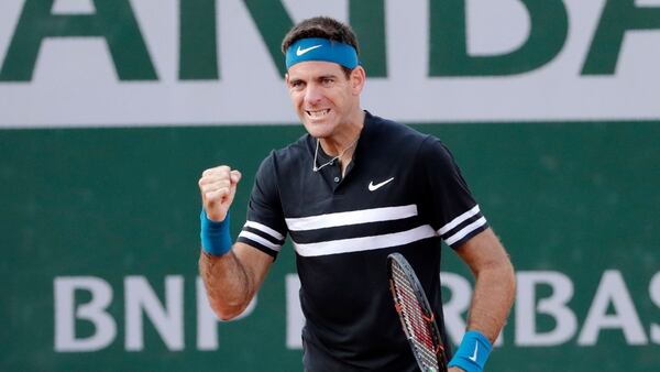 Delpo celebrÃ³ en su primer partido en Roland Garros 2018 (AFP)