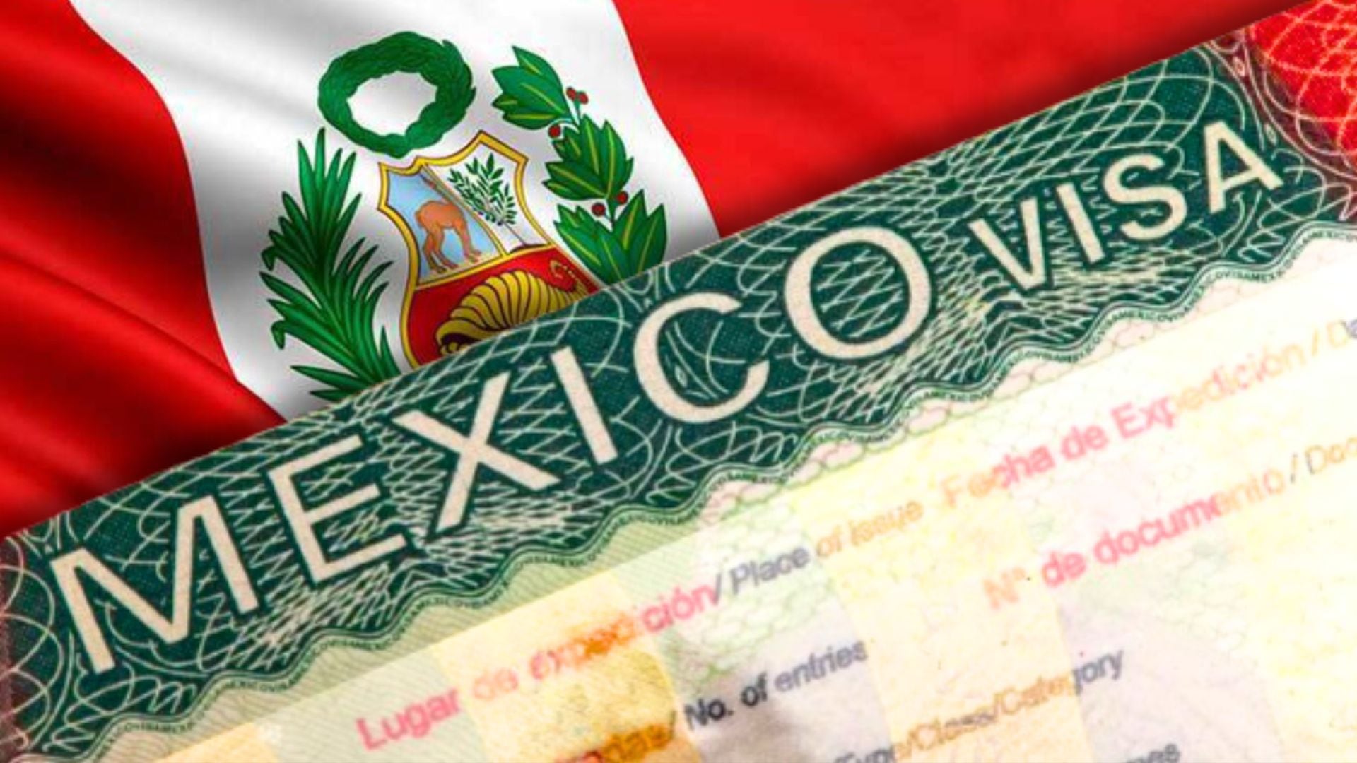 visa de México tapa a bandera de Perú