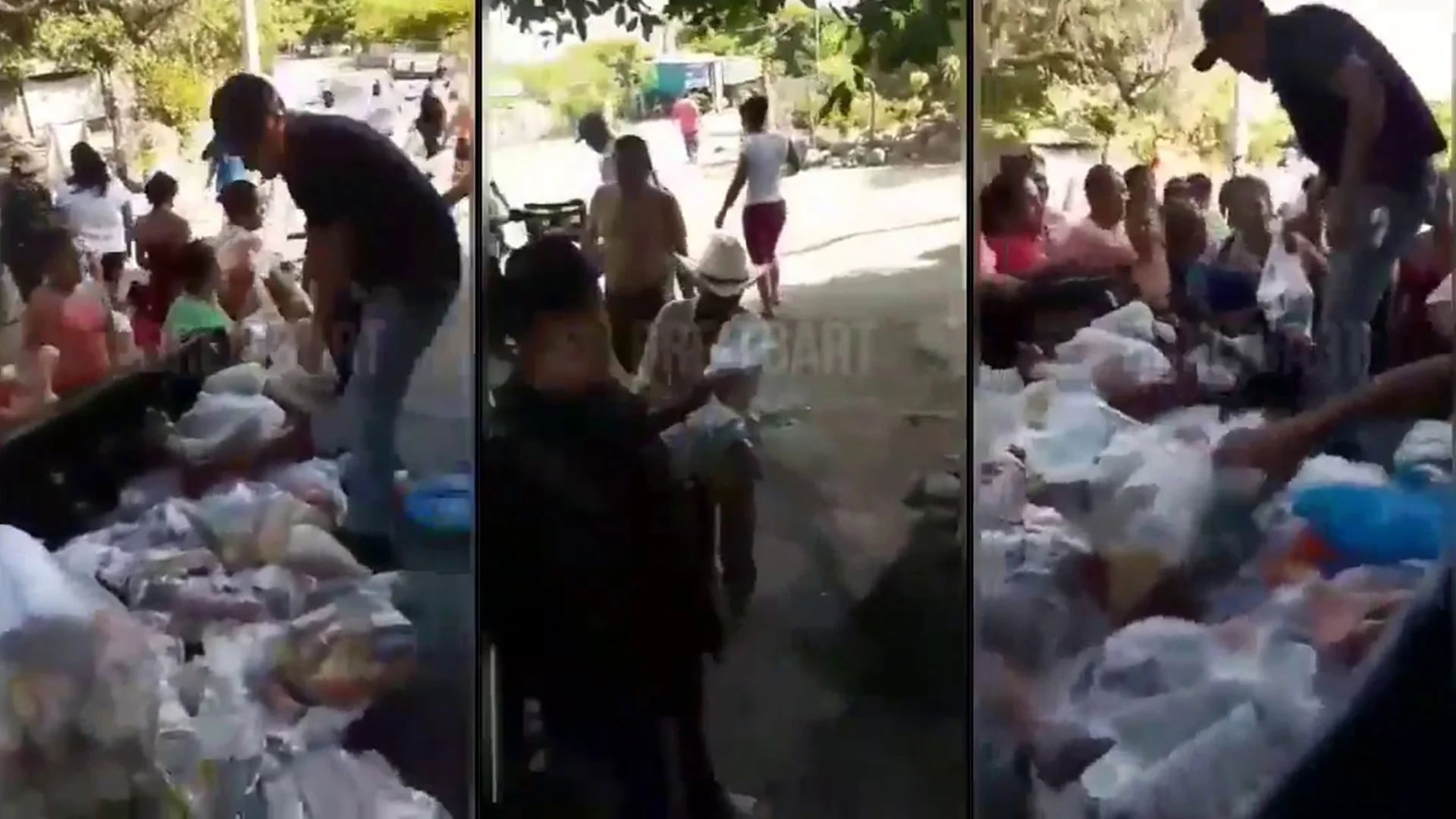 Supuestos sicarios de Los Viagras repartieron despensas en Michoacán (Foto: Captura de pantalla)