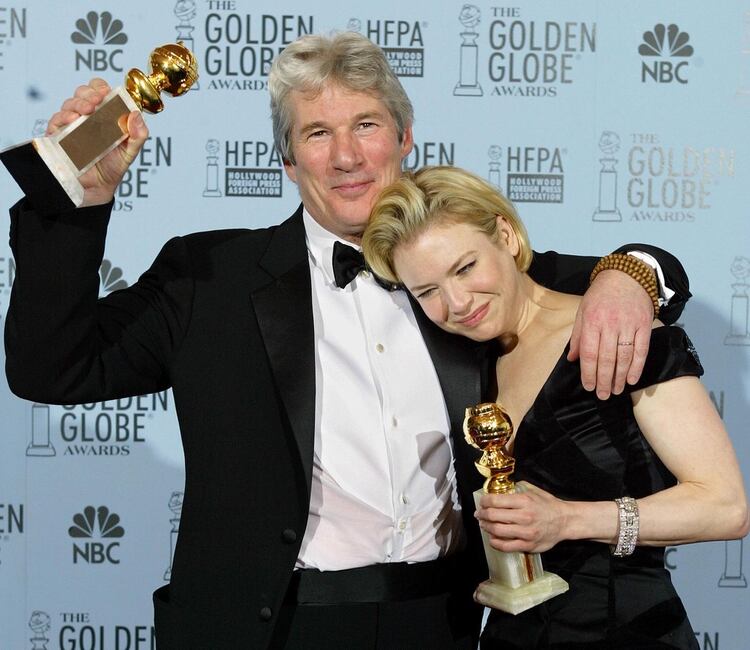Richard Gere y Renee Zellweger, ganadores de los Globos de Oro por el musical “Chicago” en 2003