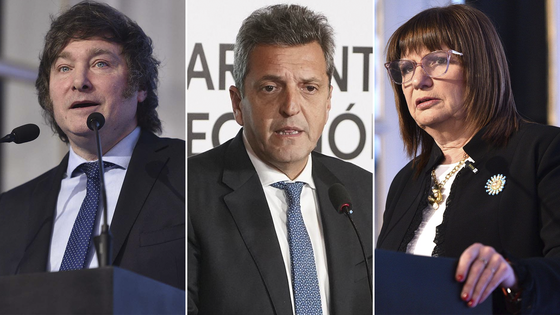 Javier Milei, Sergio Massa y Patricia Bullrich, se disputan la presidencia de la Nación