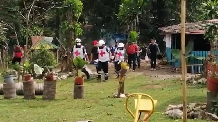 Paramédicos y visitantes auxiliaron a la mujer que fue mordida por un jaguar, quien fue trasladada a un hospital (Foto: Captura de pantalla)