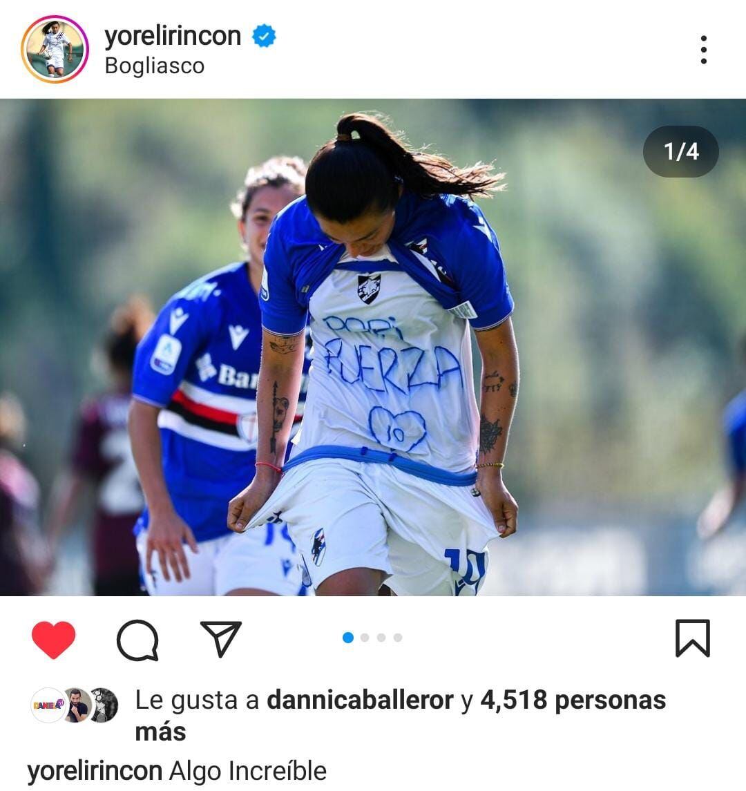 Yoreli Rincón le dedicó gol a su padre
