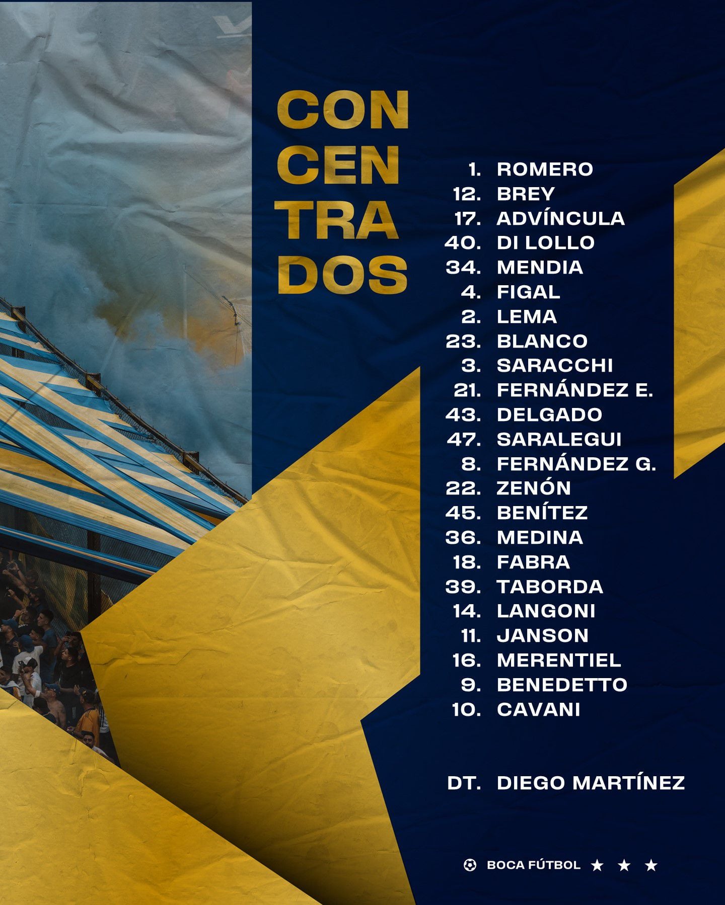 Lista concentrados Boca vs. Fortaleza