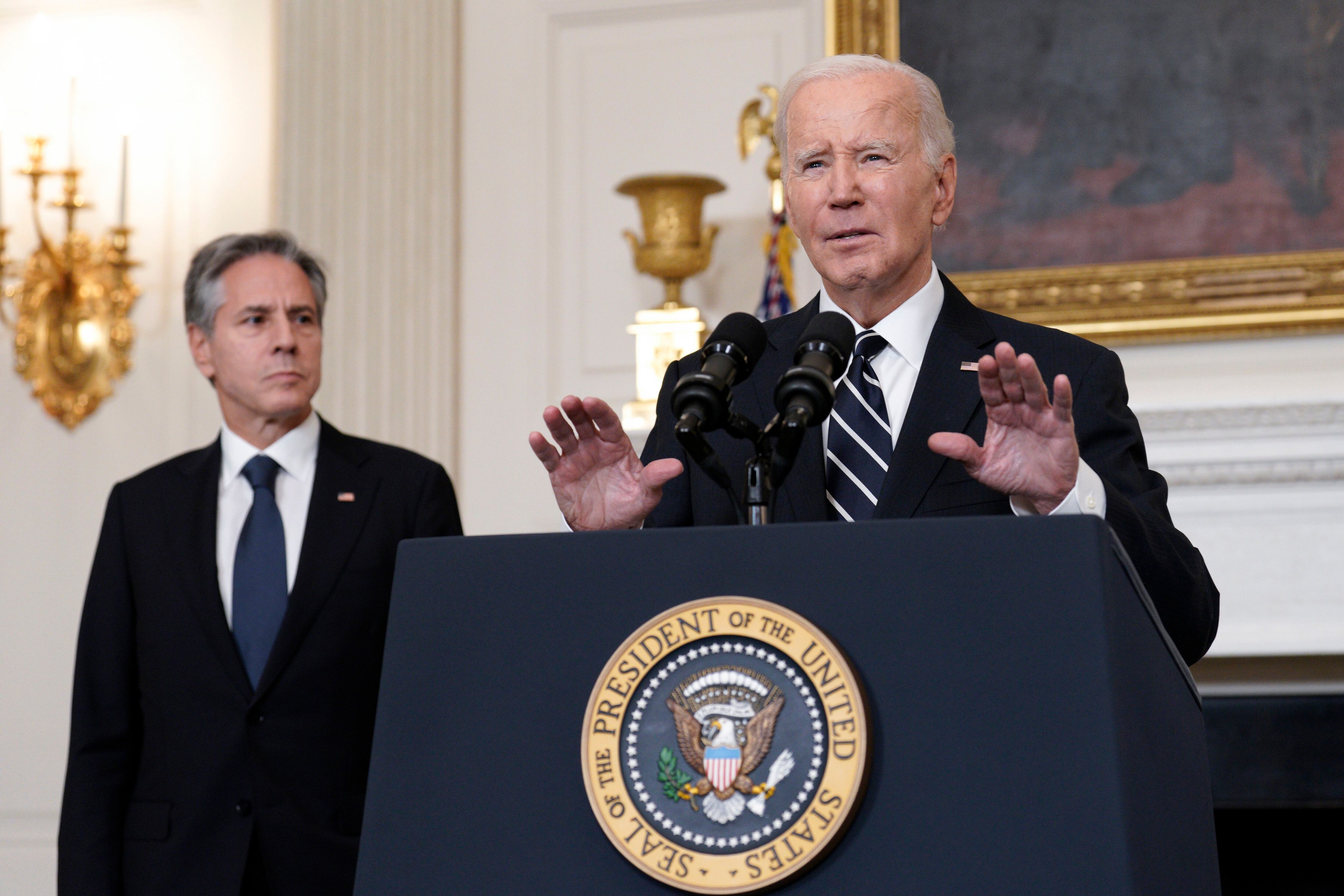 El presidente de Estados Unidos, Joe Biden, brindó un discurso sobre los ataques en Israel este 7 de octubre de 2023 (EFE)
