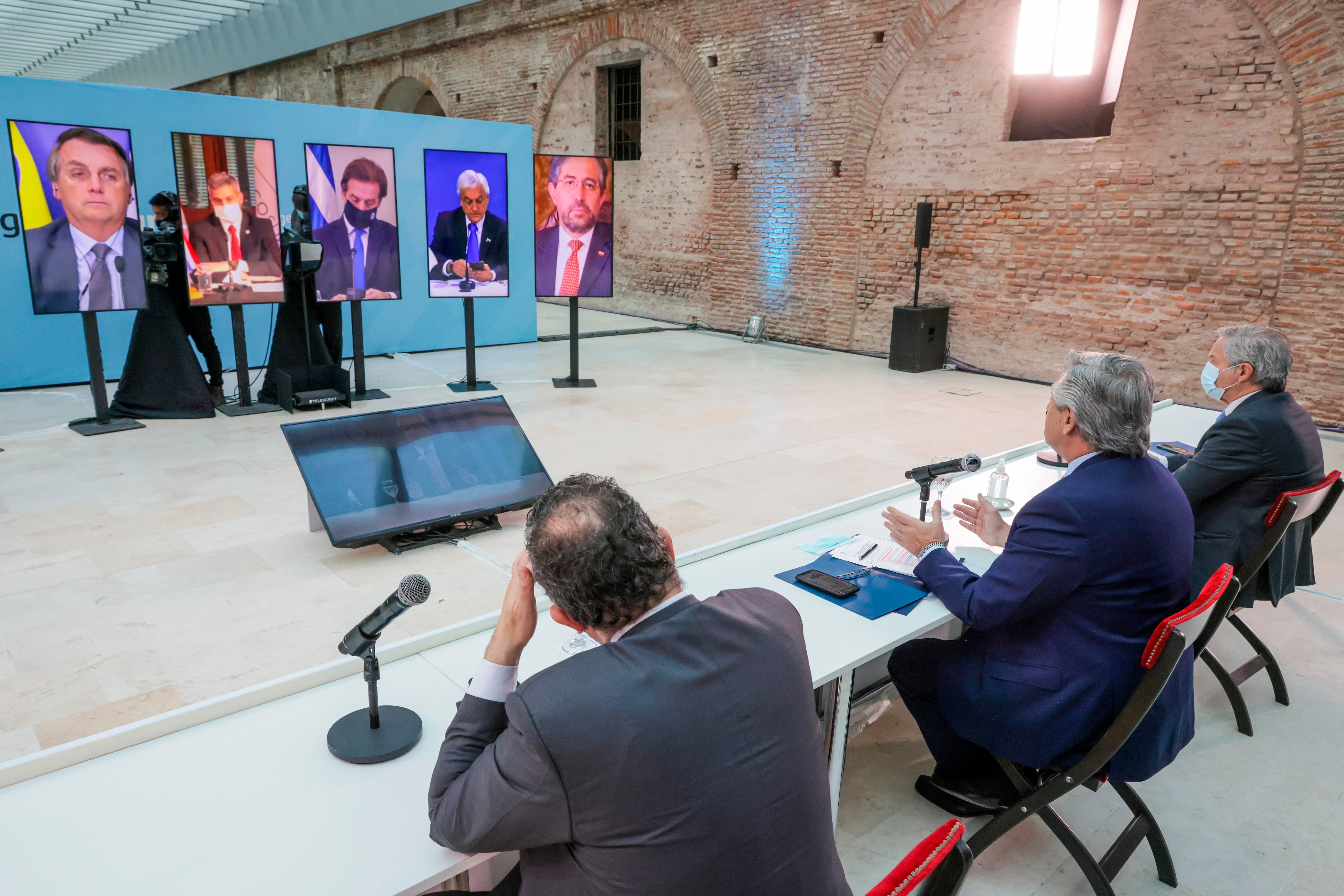 La participación de Alberto Fernández durante la última cumbre virtual del Mercosur (EFE/Esteban Collazo/Presidencia Argentina)