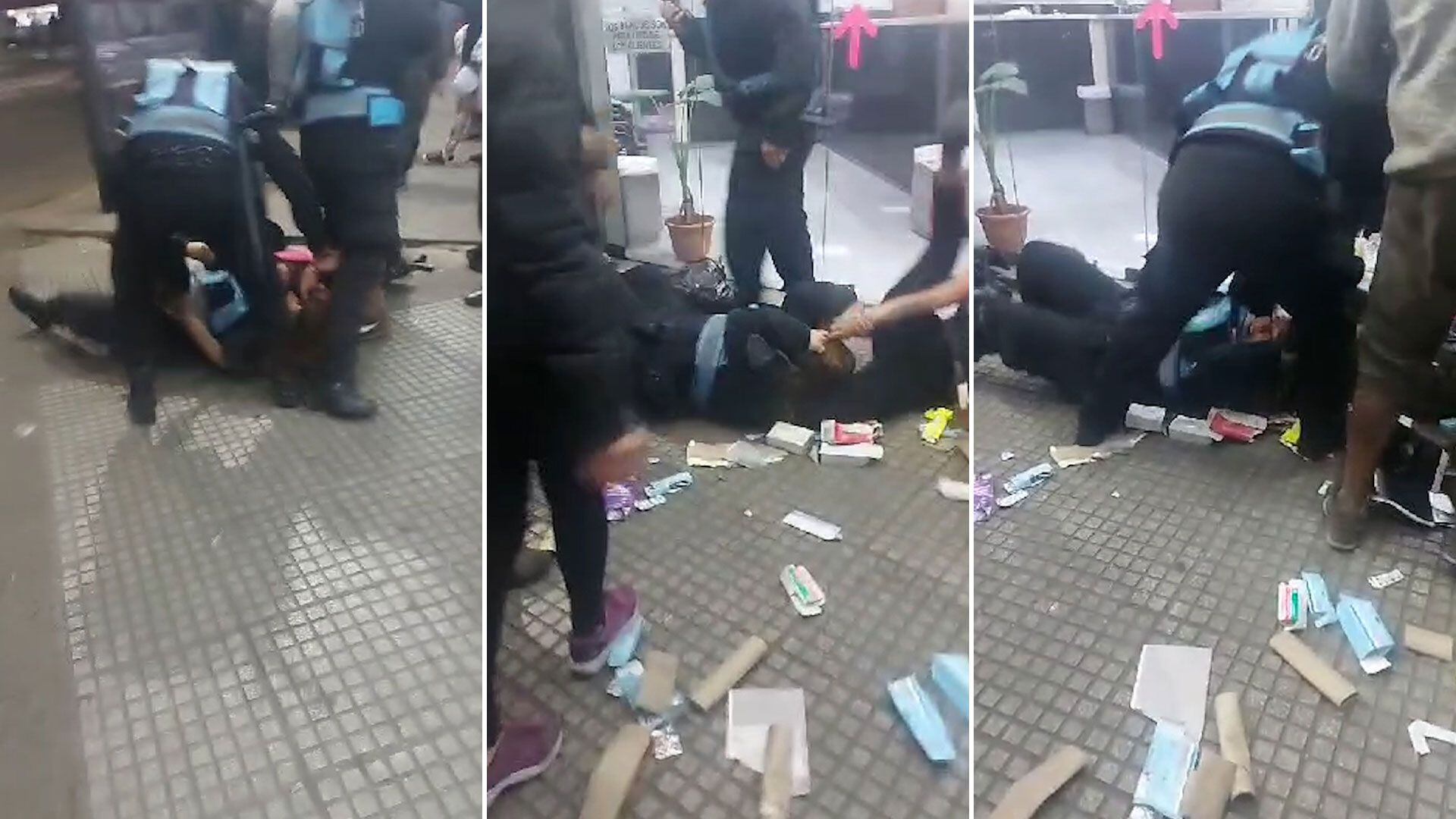 Video: una mujer golpeó salvajemente y arrastró por el piso a una oficial de la Policía de la Ciudad