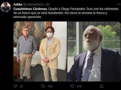 Usuarios de redes sociales criticaron al hijo de Lázaro Cárdenas y lo llamaron "traidor" (Foto: Twitter/Julianatilano)