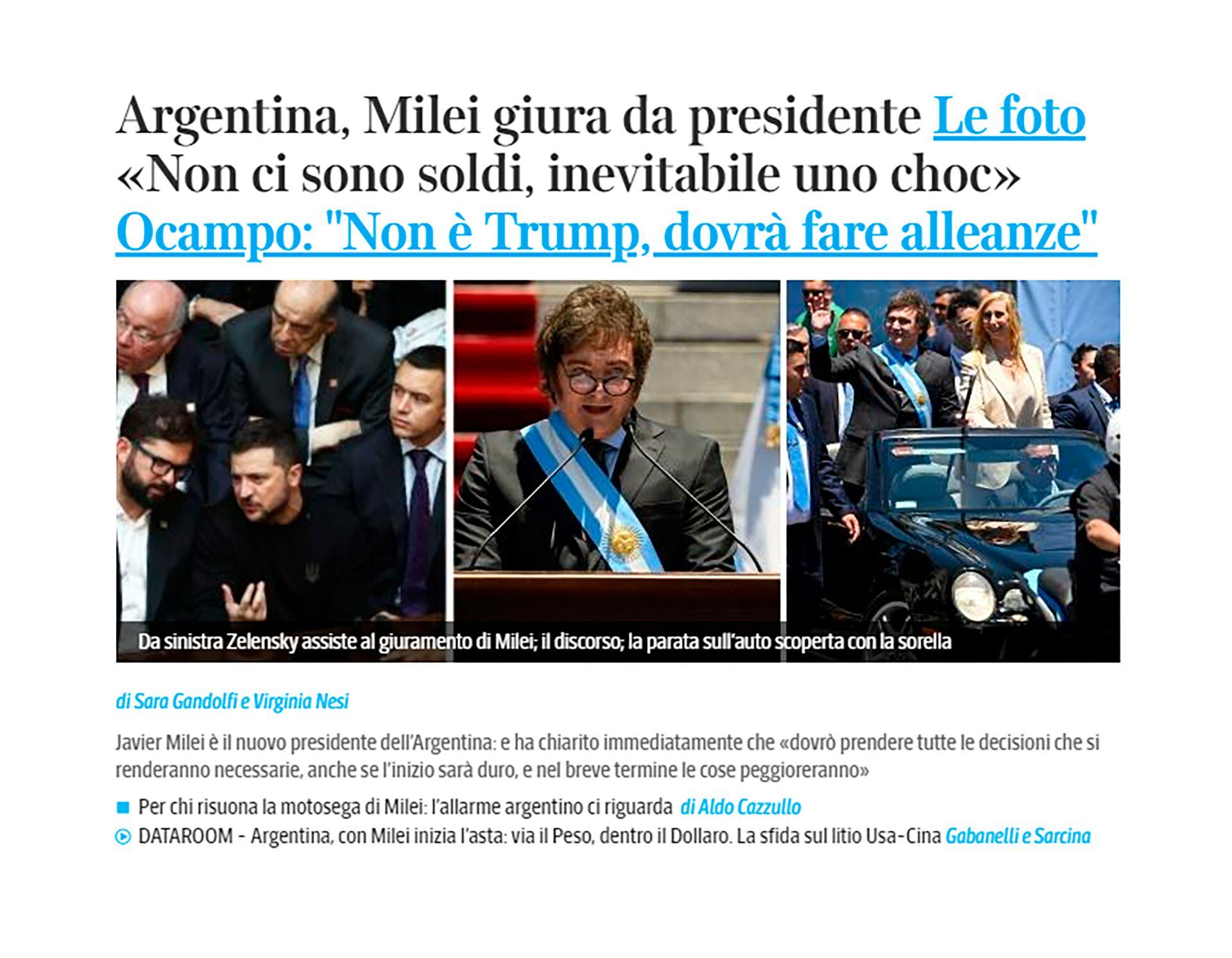 Reacciones económicas Corriere