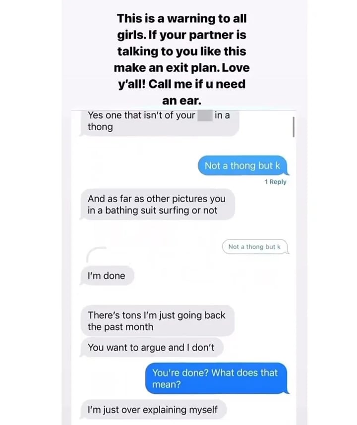 La expareja de Jonah Hill, Sarah Brady, compartió varias capturas de pantalla donde se ve como el actor le prohíbe vestirse de cierta forma y no le permite hablar con otros hombresFoto: Instagram/Sarah brady