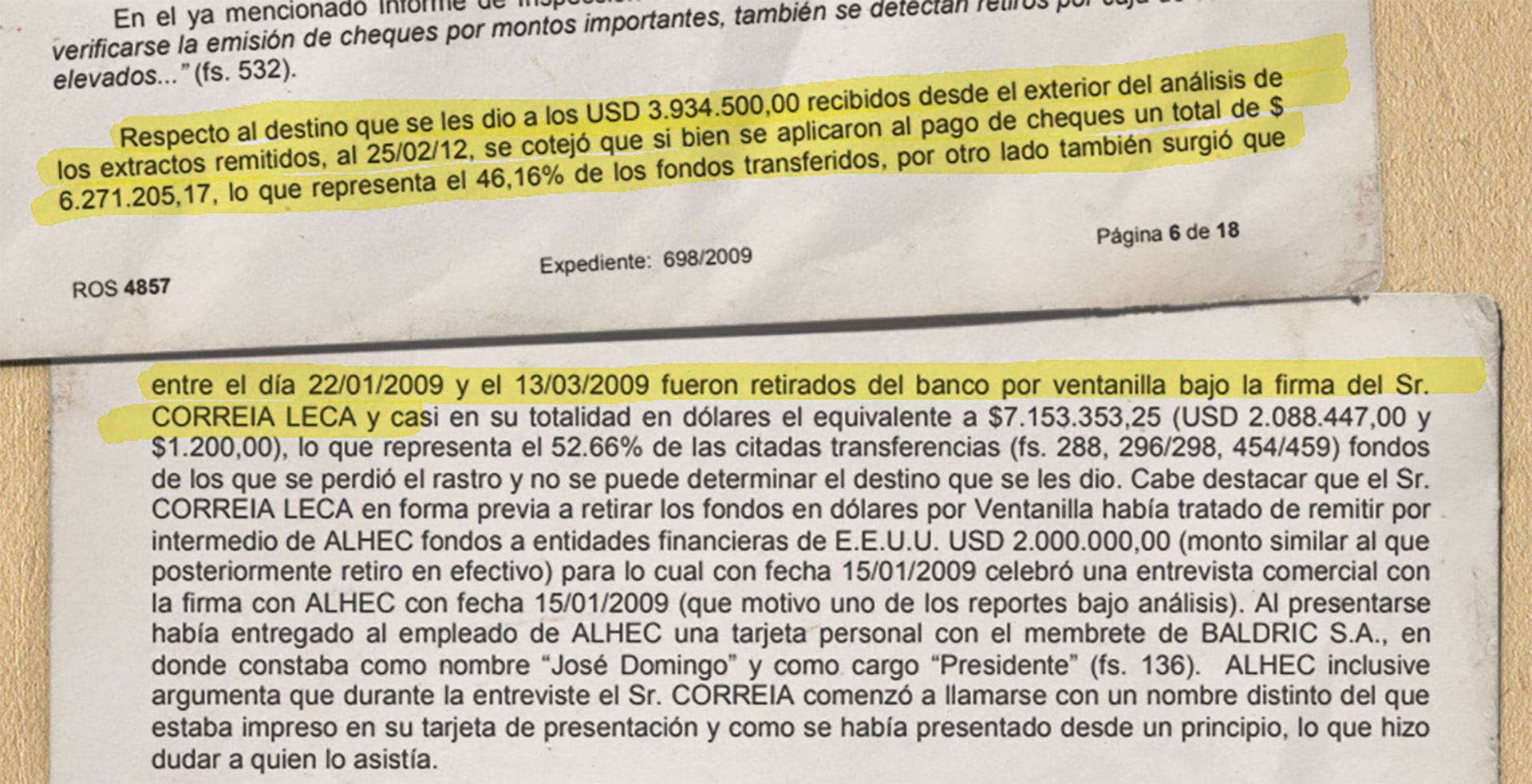 Extracto de uno de los Reportes de Operaciones Sospechosos (ROS) a los que accedió Infobae