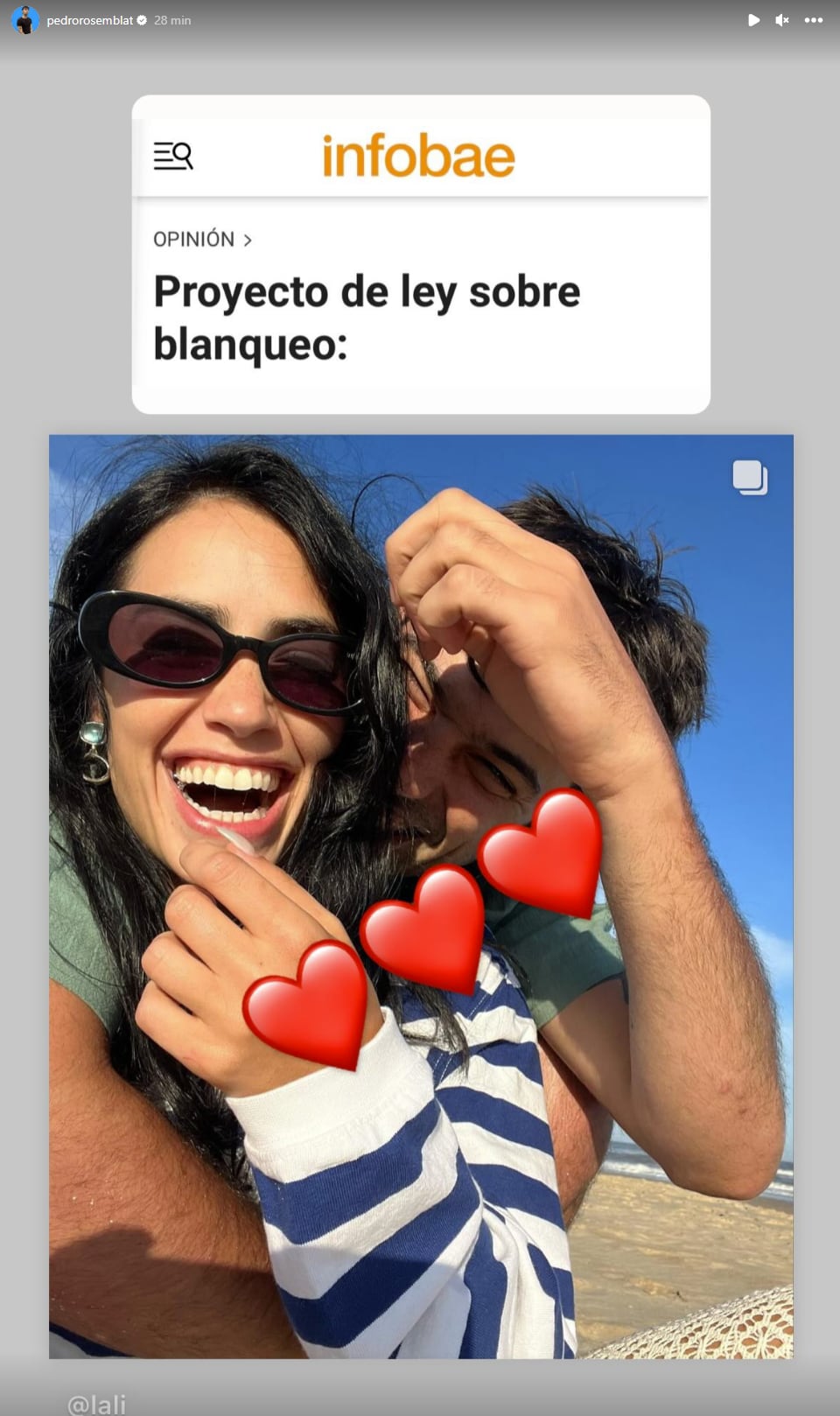 Pedro Rosemblat compartió su romántica foto con Lali Espósito