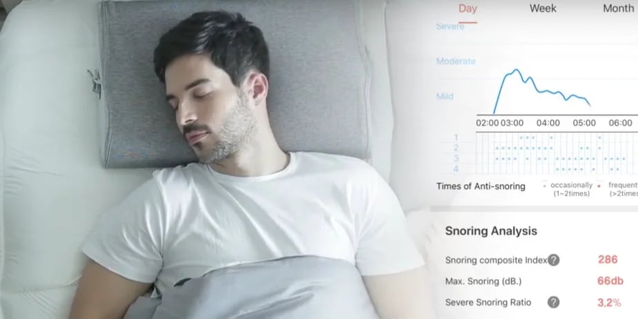 La app vinculada a la almohada recoge información sobre la calidad de sueño.