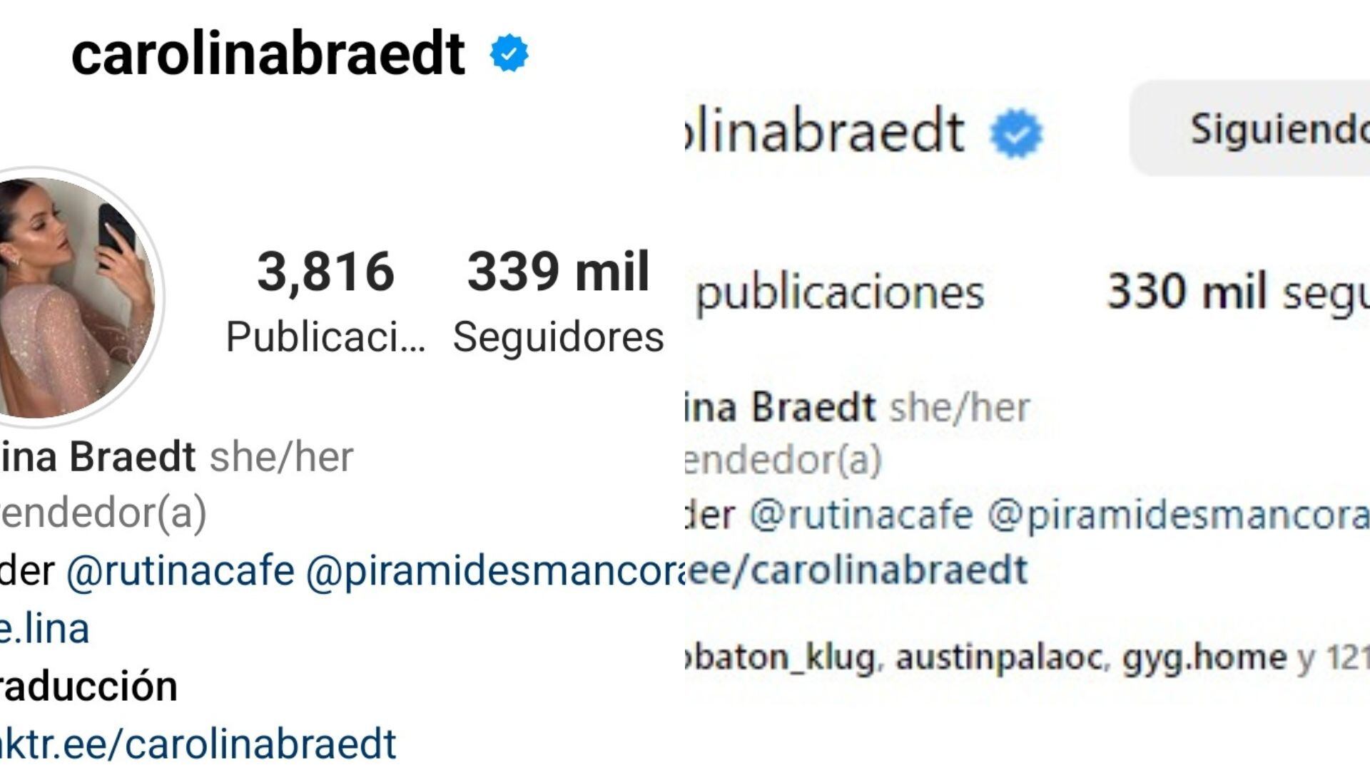 Carolina Braedt pierde seguidores en Instagram.