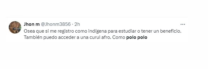 Usuarios de redes sociales expresan su inquietud sobre la comunidad étnica a la que pertenece Migue Polo Polo -  crédito @Jhonm3856/X