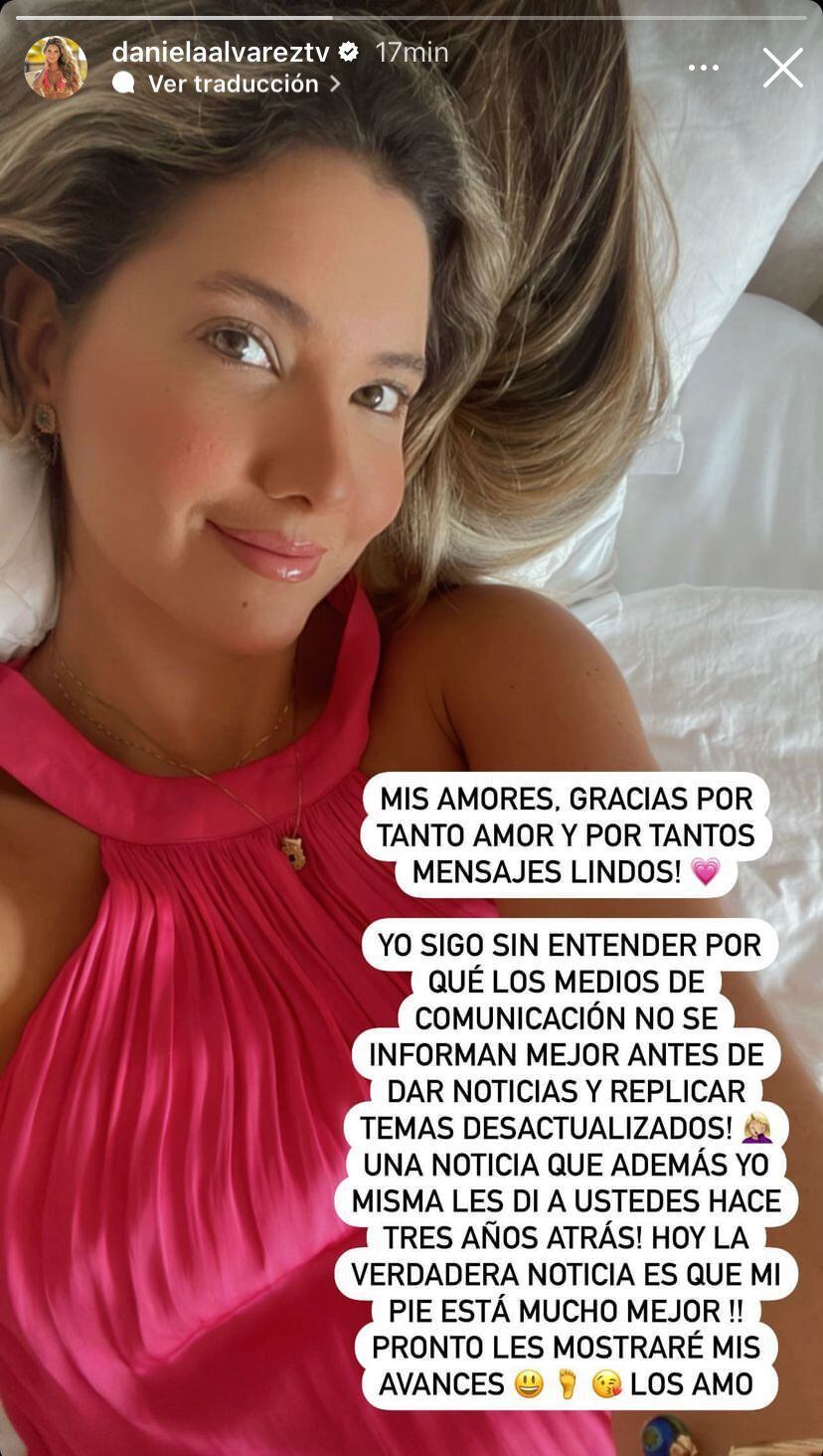 En sus redes sociales, Daniella Álvarez también señaló que la información sobre su estado de salud no era correcta (@danielaalvareztv/Instagram)
