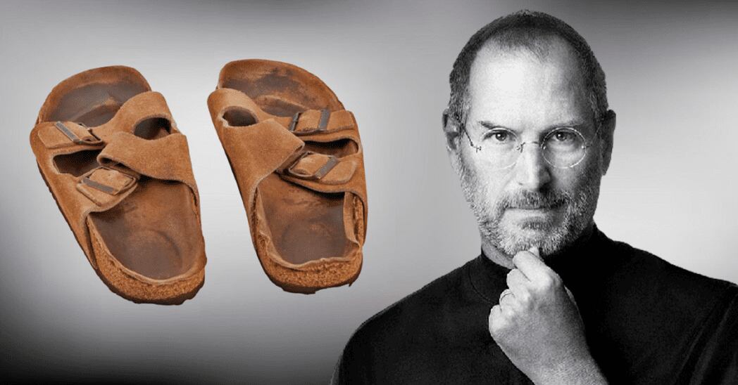 Steve Jobs y sus sandalias que han sido subastadas. (foto: Perú Retail)