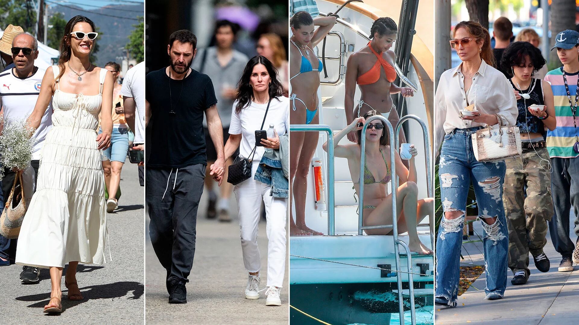 Kendall Jenner y Hailey Bieber pasearon en un yate con amigas, Jennifer Lopez hizo compras con sus hijos: celebrities en un click