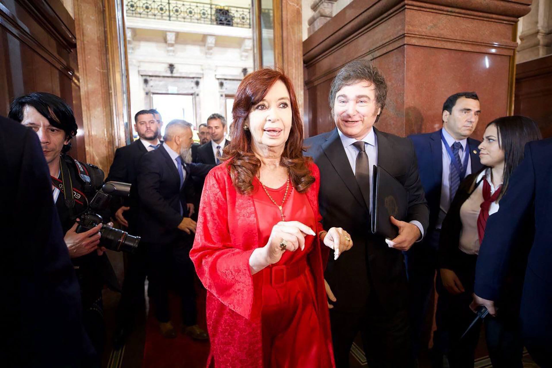 Cristina Kirchner durante la asunción de Javier Milei