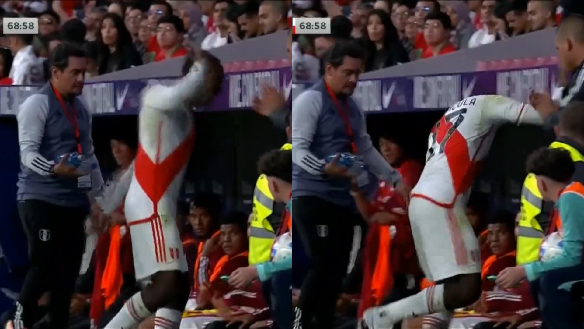 La frustración de Luis Advíncula al salir cambiado en Perú vs Marruecos por amistoso.