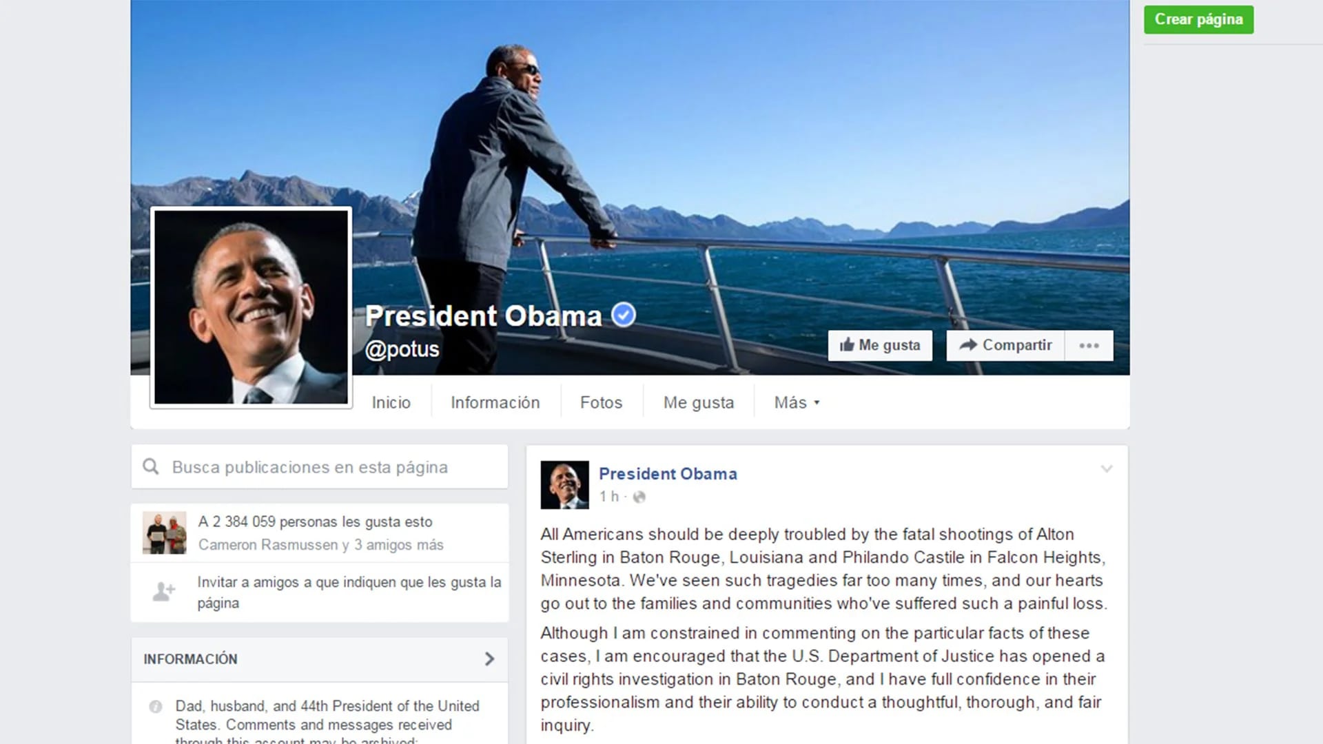 Obama escribió un mensaje en su cuenta de Facebook, donde expresó su “furia” por lo sucedido