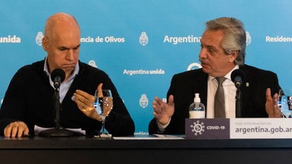 Alberto Fernández y Horacio Rodríguez Larreta en la quinta de Olivos