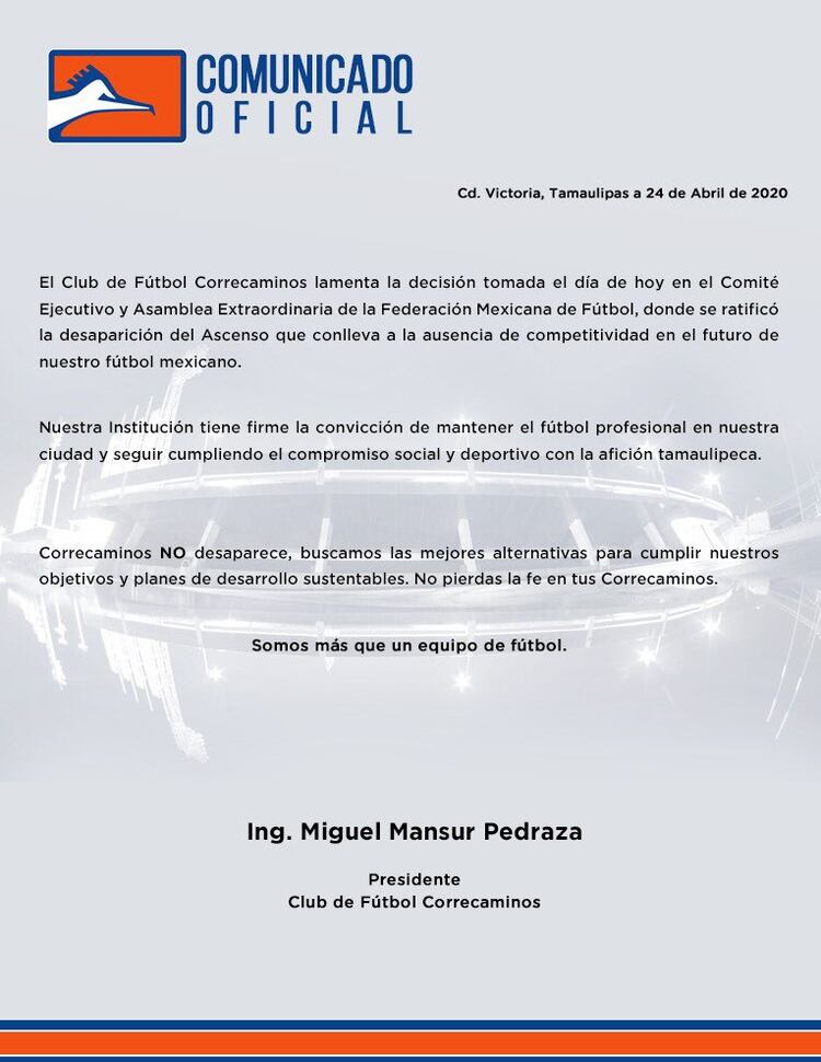 Correcaminos dio su postura en un comunicado de prensa (Foto: Club Correcaminos de la UAT)